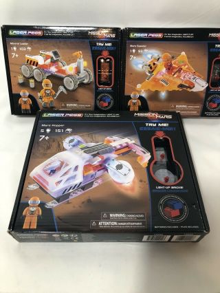 3 - Laser Pegs Play Set Mission Mars Light - Up Stem Building Block Toys