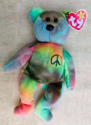 Rare Authentic Ty Peace Beanie Baby With Tag Errors