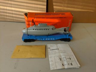 Lionel Postwar 3830 Operating Us Navy Submarine Flat Car Orig Box Papers