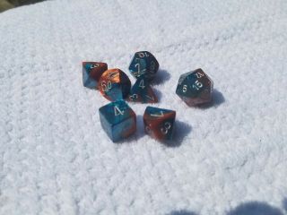 Chessex Gemini Copper - Teal With Silver 7 - Piece Dice Set (26453) Copper Teal