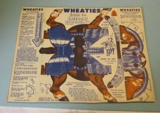 1947 Wheaties Cereal Fight For Freedom Joan Of Arc 