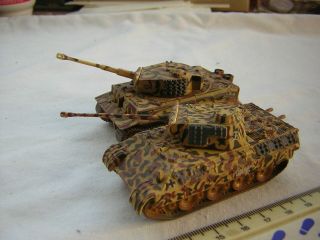 2 X Corgi Diecast Ww2 German Military Tanks Tiger 1 & Panther Tank Scale 1:87