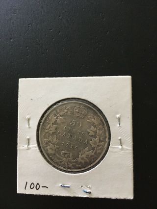 Canada Canadian Half Dollar 50 Cents 1916 Choice Very Fine