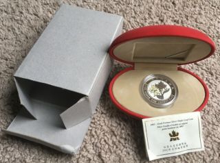 2003 Canada = Good Fortune Silver Maple Leaf Hologram 1 Oz Silver Coin