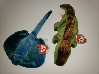 Ty Beanie Babies 3rd Gen Hang Tag/ 1st Gen Sting And Ally Beanie Baby,  Mwmt