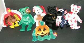 Ty Beanie Babies Holiday Set Halloween,  Christmas,  Thanksgiving,  Valentines