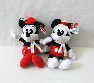 Disney Mickey & Minnie Mouse Christmas Holiday Plush 10 " Set