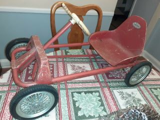 Rare Vintage 1960’s Child Pedal Car Made In Italy Plastic Metal Red Roadster