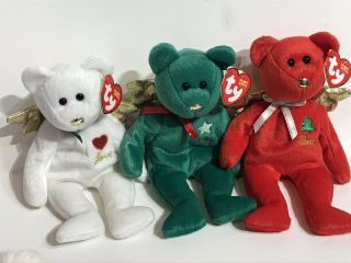 Ty Beanie Babies Christmas Bears - Joy,  Peace,  Love Set