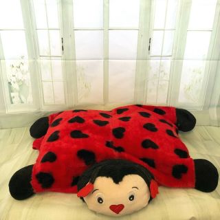 Ladybug My Pillow Pets Stuffed Animal Large 18 " Plush Lady Bug Hearts All Over
