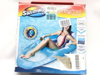 Swimways Spring Float Recliner - Swim Lounger For Pool Or Lake - Light Blue/dark