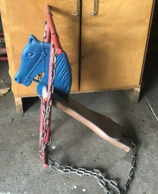 J.  E Burke Outdoor Child’s Swing - Metal Horse Head With Plastic Seat
