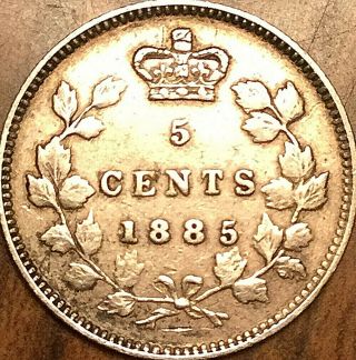 1885 Canada Silver 5 Cents Coin - Small 5 - Example