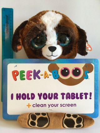 Ty Peek - A - Boo Tablet / Ipad Holder Soft Toy 30cm Tall X 23cm Wide - Pups Dog