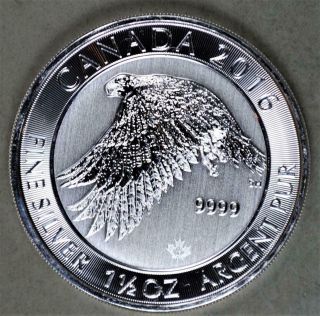 Canada 2016 8 Dollars Falcon 1.  5 (1 1/2) Ounce Silver Coin