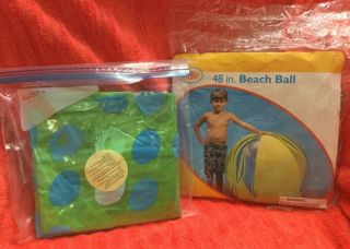 Collectible 48 " Sand N Sun Jumbo Beachball Combo: 1 Yellow/clr And 1 Green/clr