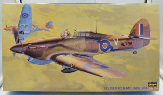 1:48th Scale Hasegawa Wwii British Raf Hurricane Mk.  Iib Fighter Kit 09166 Nb - Gb