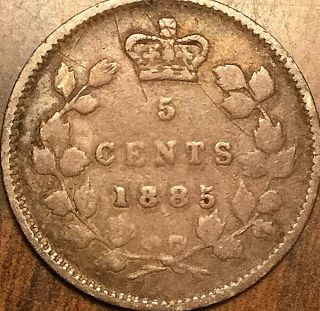 1885 Canada Silver 5 Cents Coin - Small 5/5