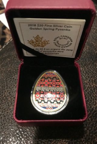 Canada 2018 Golden Spring Pysanka - 1 Oz Pure Silver Gold - Plated Egg - Shaped Coin