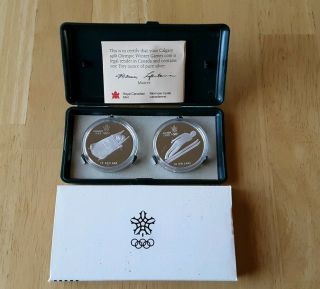 1988 Calgary Olympic $20 Proof Silver Coin Set Ski Jumping Bobsled Box