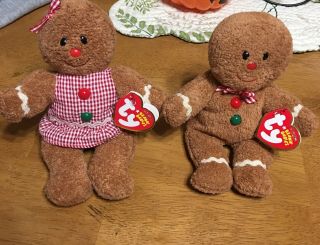 Ty Beanie Babies Hansel And Gretel Gingerbread Boy And Girl Set Nwt