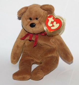 Ty Beanie Babies Old Teddy Face Brown Bear Mwmt 3rd / 2nd Gen Hang Tag