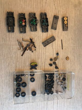 Vintage Ho Slot Car Parts.  Tires Chassis Engines Gears Hubs Contacts Axles