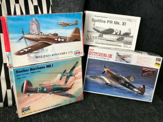 Hasegawa,  Mpm Etc 1/72 Ww2 Aircraft Kits X 4,  Hurricane,  Kingcobra Etc