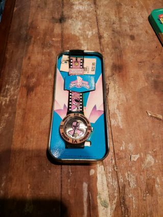 Vintage Mighty Morphin Pink Power Rangers Watch In Tin Case Rare One