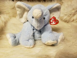 Ty Pluffies Baby Winks Blue Elephant Stuffed Animal Toy Lovey Soft Eyes 2006