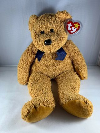 Retired Collectible Plush Toy Large Ty Buddy Beanie Baby Fuzz The Bear