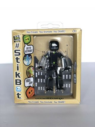 Stikbot Black Action Figure Bendable Poseable Toy Robot Create Animate Zing Nib