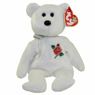 Ty Beanie Baby - Rose The Bear (uk Exclusive) (8.  5 Inch) - Mwmts Stuffed Animal
