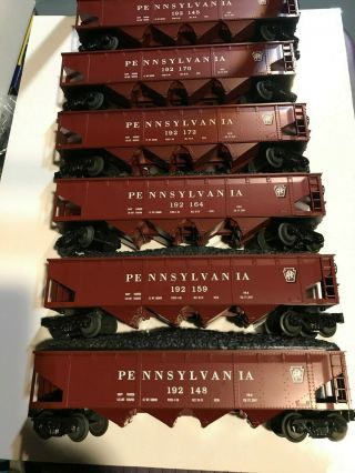Mth Six Pennsylvania Four By Hoppers W/coal Loads