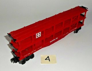 Vintage 027 O Lionel Atsf 6 - 9281 Red Santa Fe Tri - Level Auto Carrier Train Car 4