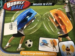 2 Bubble Balls Inflatable 4 Ft.  Bumper Wearable Bubbles - One Orange One Blue