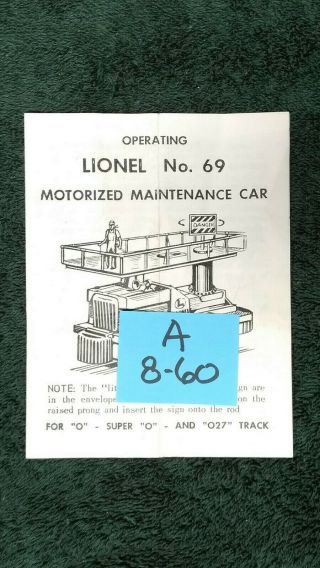Lionel 69 Motorized Maintenance Car Instructions