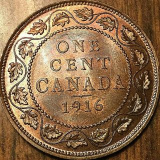 1916 Canada Large Cent Large 1 Cent Penny - Lustrous Choice Uncirculated
