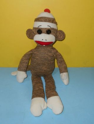 Ty Retired Brown Sock Monkey Plush Beanie Buddies Black Buttons Medium Beanbag