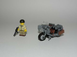 Brickmania Lego Ww2 Wla Motorcycle - Includes Us Infantry V2