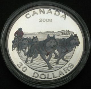 Canada 30 Dollars 2006 Proof - Silver - Dog Sled Team - 335 ¤