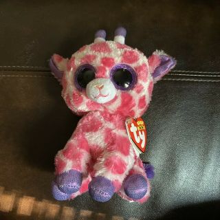 Ty Beanie Boos Twigs Pink Purple Giraffe 6 " Plush Big Glitter Eyes Gift