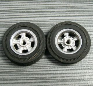 Slot Car Pair Cragar Ss Racing Mag Wheels/tires Vintage 1/24 Scale
