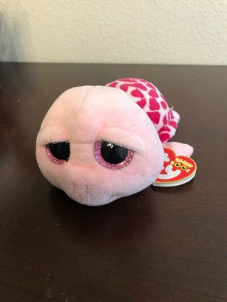 Plush Ty Beanie Baby Boos Pink Turtle Shellby 2013 With Heart Tag A1