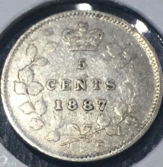 Make - A - $39 - Offer = 1887 Silver Victoria Canada 5 Cent Hi Grade Low - - 500k