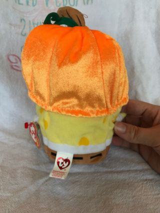 TY Beanie Baby Spongebob Squarepants Pumpkin Mask - 2004 9 