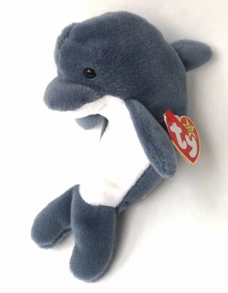 Ty Beanie Baby Retired Rare 1996 Echo The Dolphin - Pvc Pellets / Errors