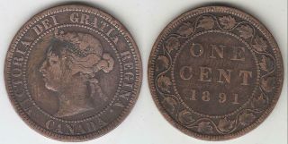 Better Date 1891 Small Date Large Leaves Victoria Large Cent F Details
