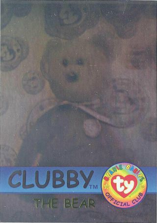 Ty Beanie Babies Bboc Card - Series 2 Rare Bear (green) - Clubby The Bear - Nm/m