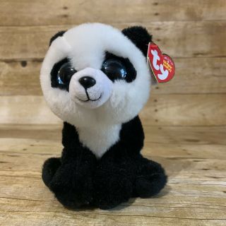 Ty Beanie Classic Ming Panda Bear Plush Boo’s Black White Sparkle